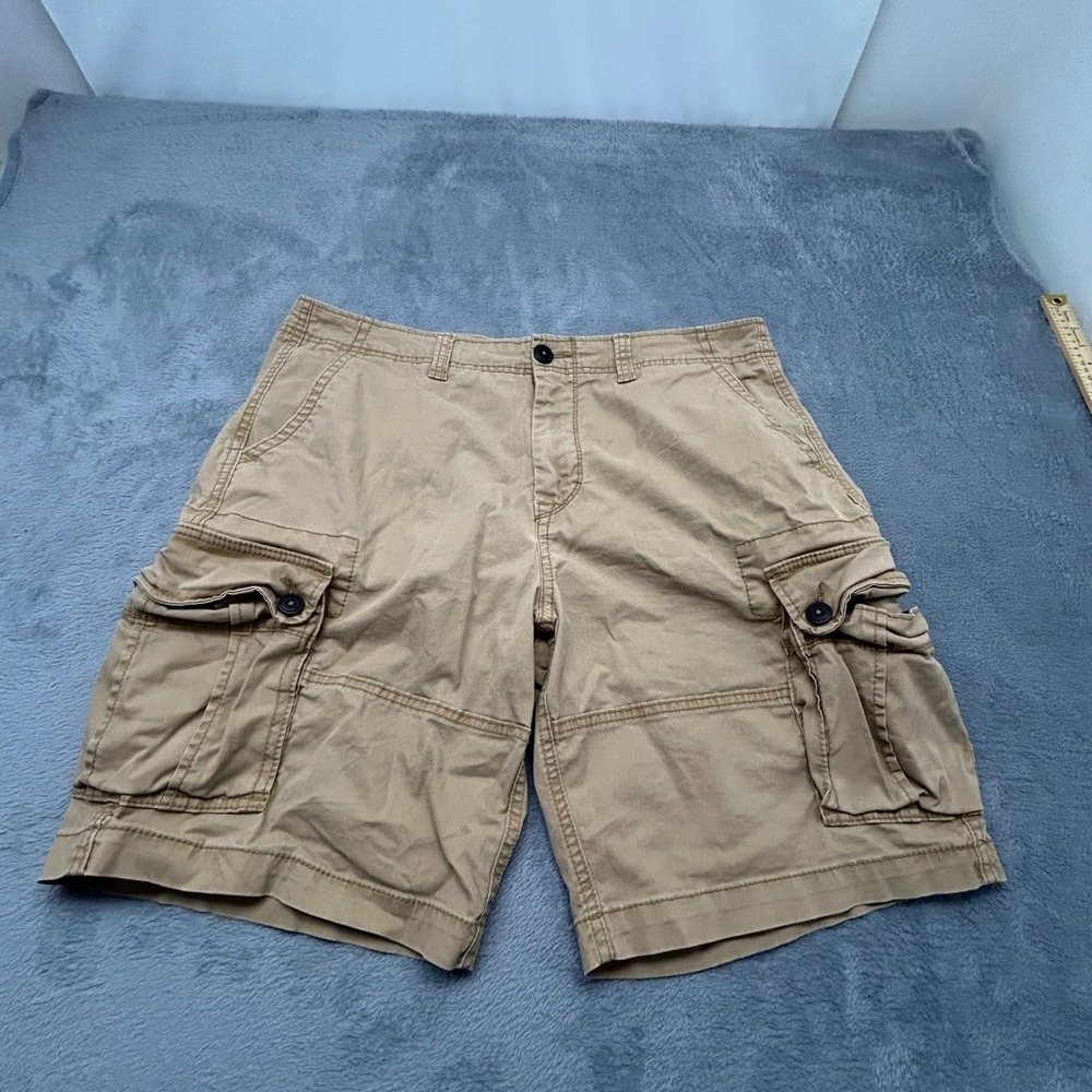Aeropostale Mens Khaki Cargo Shorts Tan Stretch Cotton Size 36 Fit 38-40 Relaxed